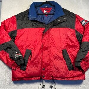 Vintage 90s Y2K Tommy Hilfiger Expedition Down Puffer Jacket Red Black Men's XXL